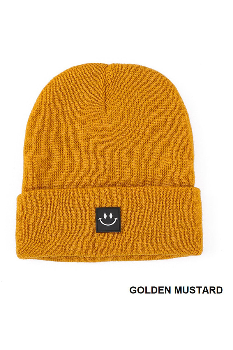 SMILEY FACE PATCH BEANIE