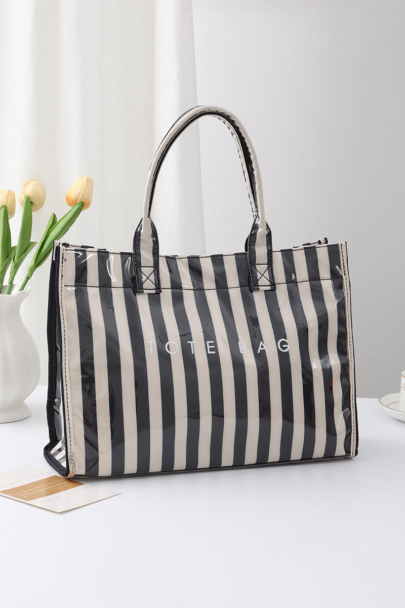 STRIPED RECTANGULAR SHOPPER TOTE BAG