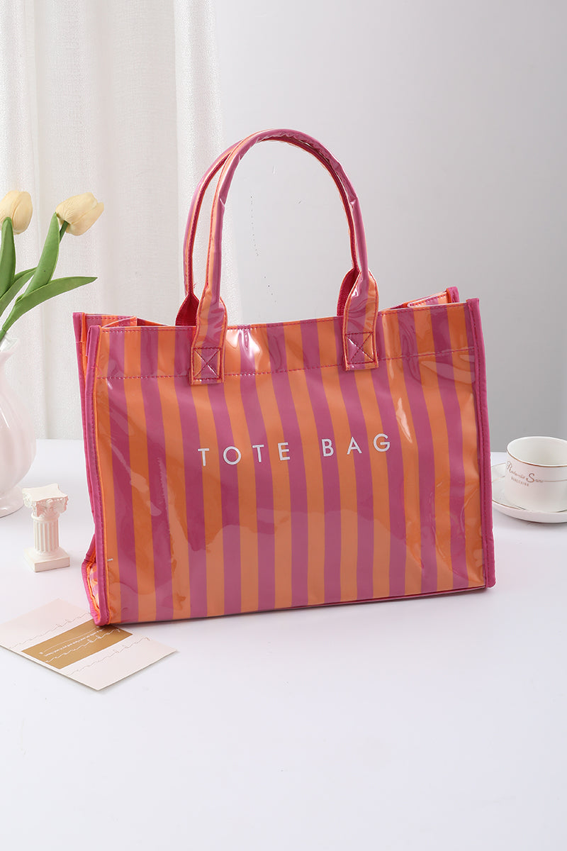 STRIPED RECTANGULAR SHOPPER TOTE BAG