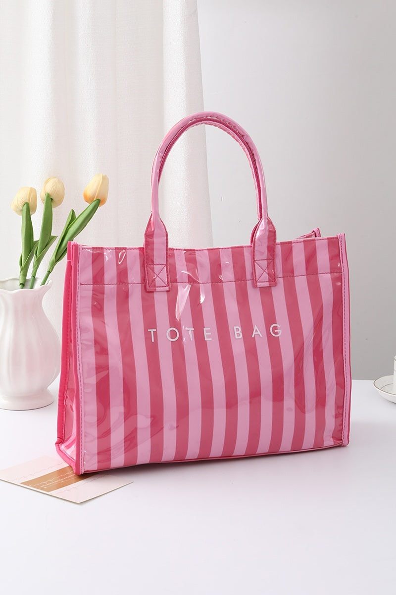 STRIPED RECTANGULAR SHOPPER TOTE BAG