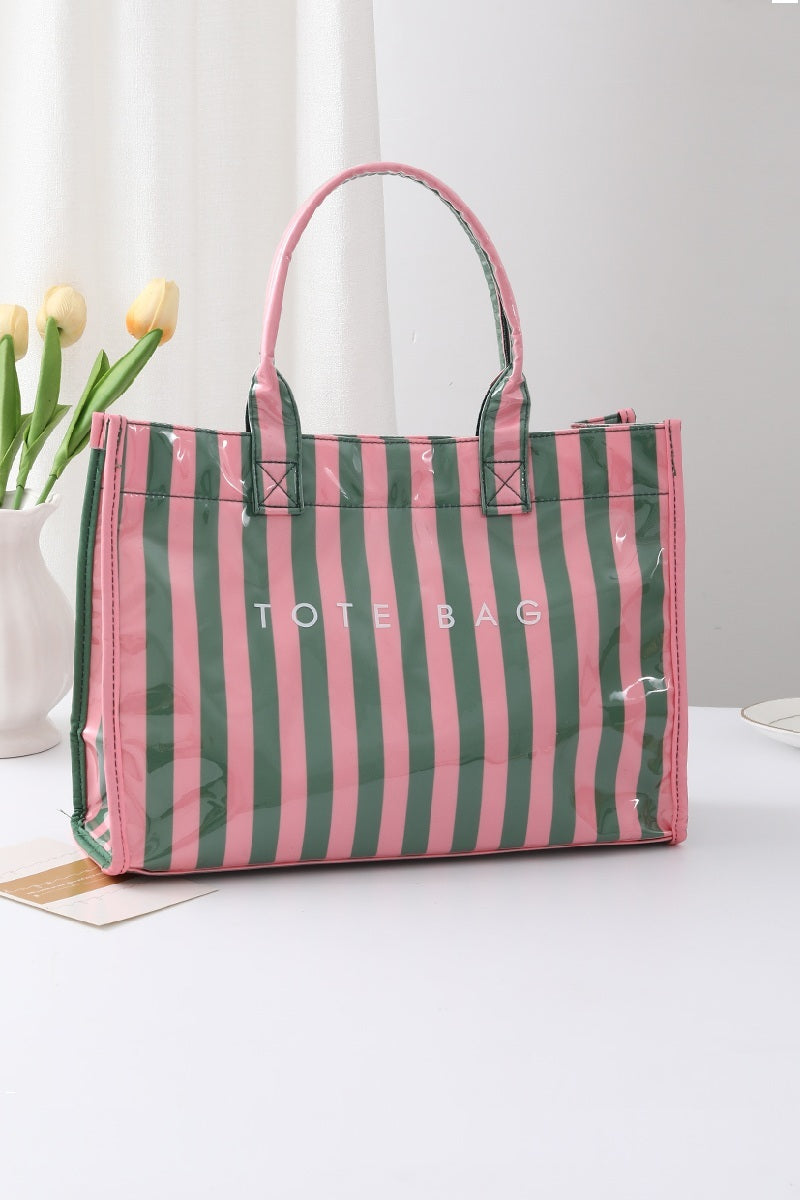 STRIPED RECTANGULAR SHOPPER TOTE BAG