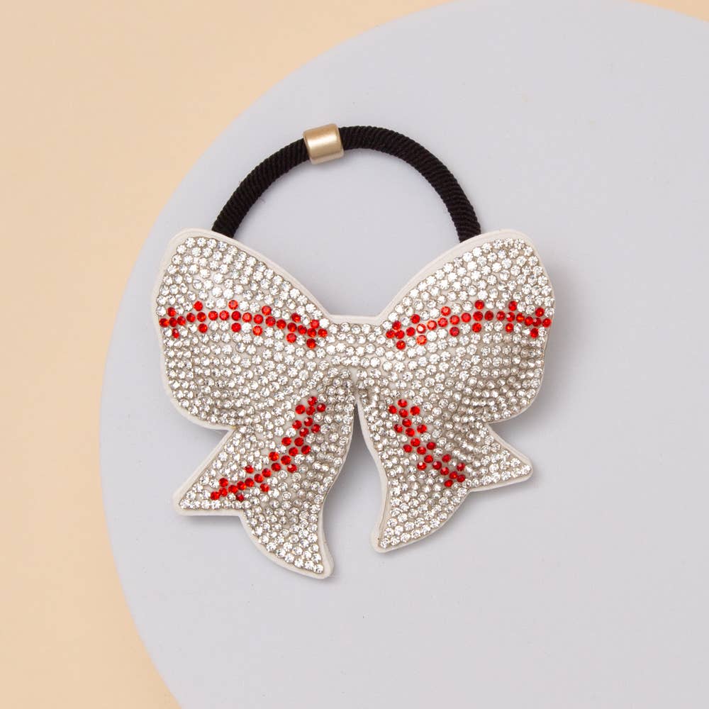 Gameday Sports Theme Bow Hair Tie with Rhinestone
