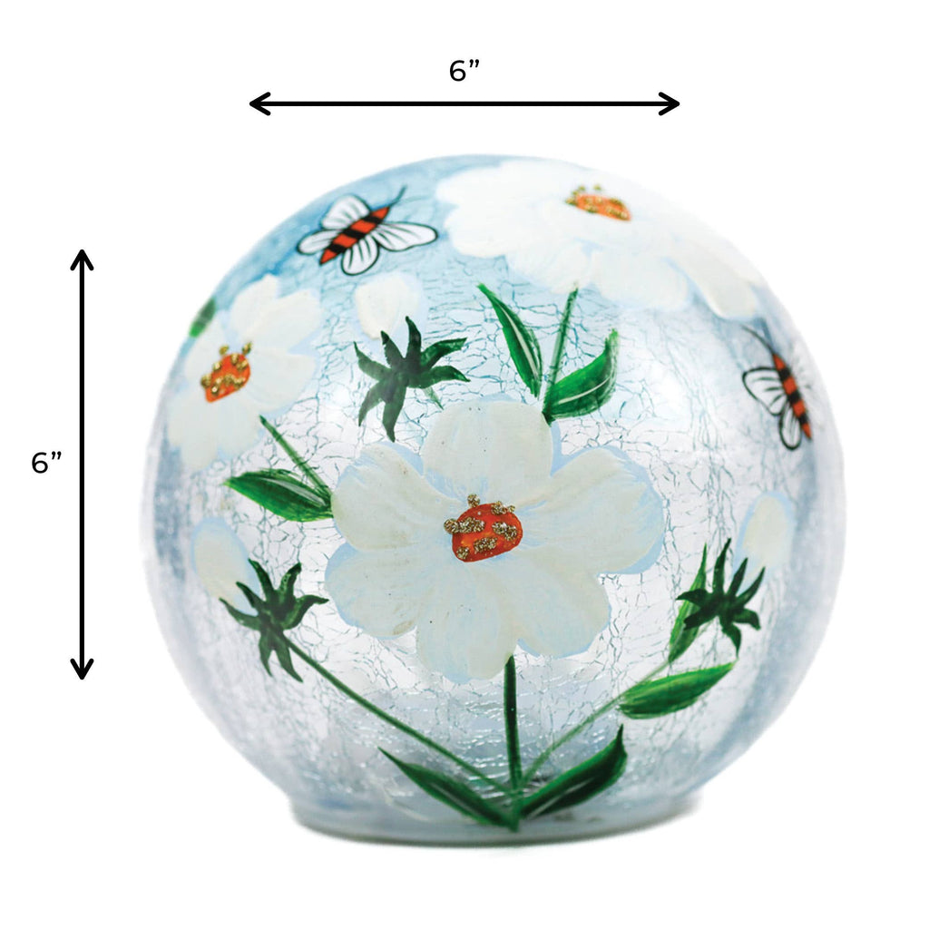 Daisy & Bees LED Glass Orb – Spring Home Decor Gift