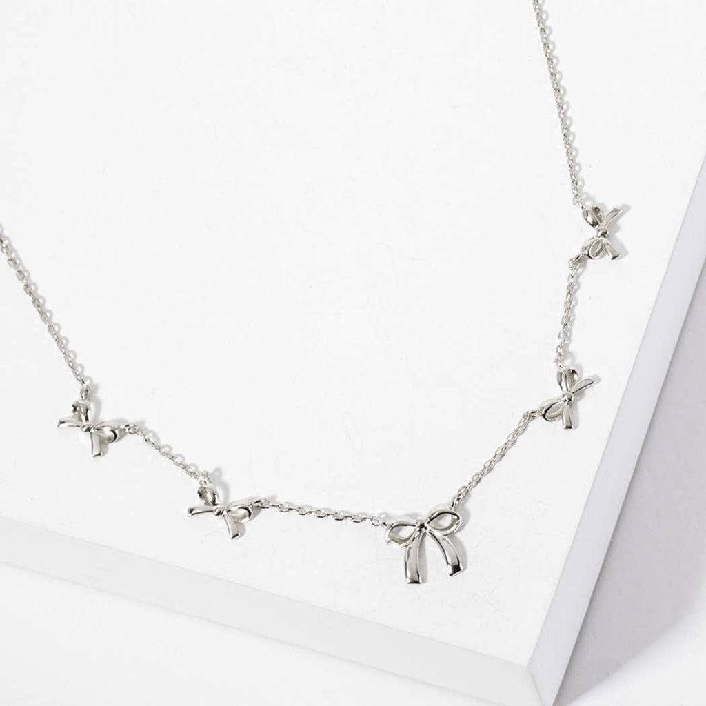 Linked Five Ribbons Charm Adjustable Necklace- Gold