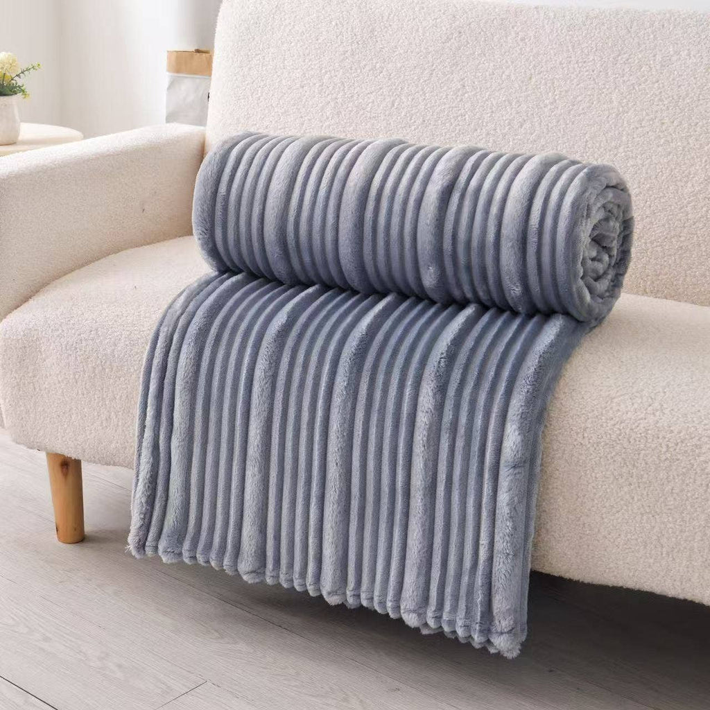 Plush Flunnel Throw – Ultra Soft Ribbed Blanket Texture
