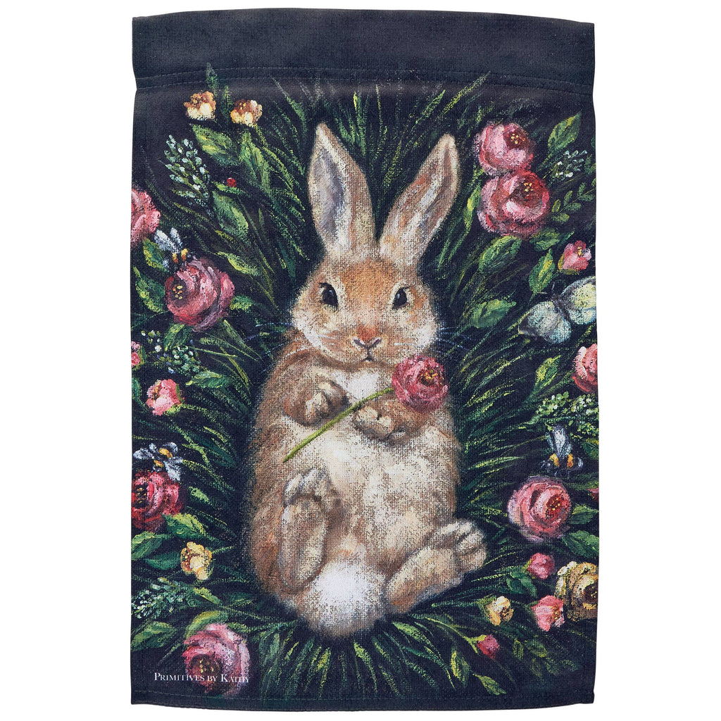 Snuggling Bunny Garden Flag