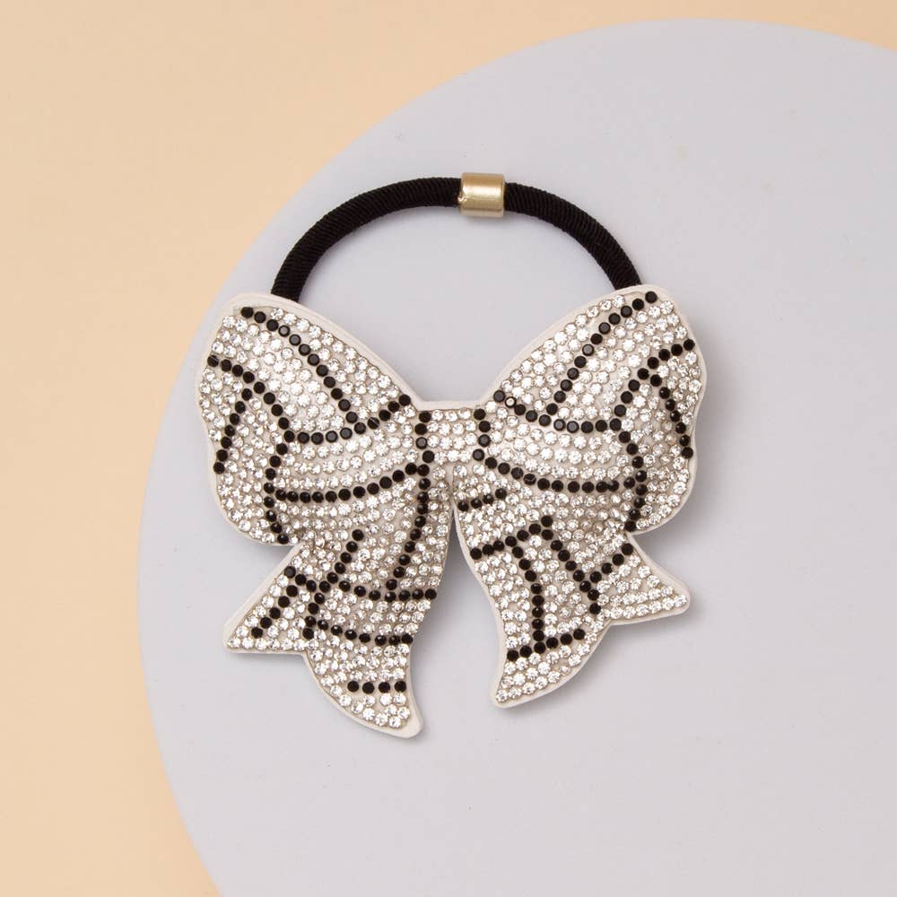 Gameday Sports Theme Bow Hair Tie with Rhinestone