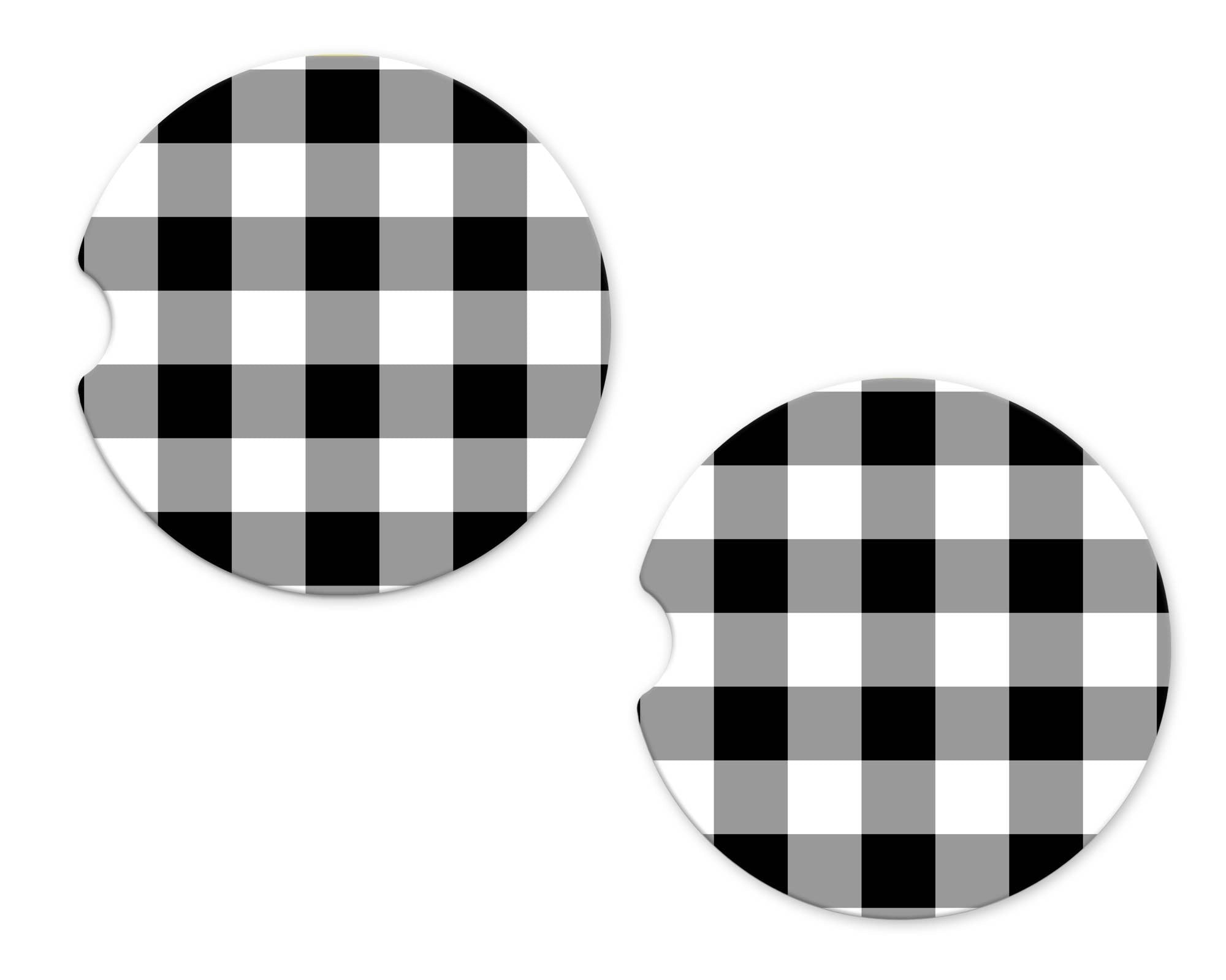 Car Coasters - Black and White Buffalo Plaid