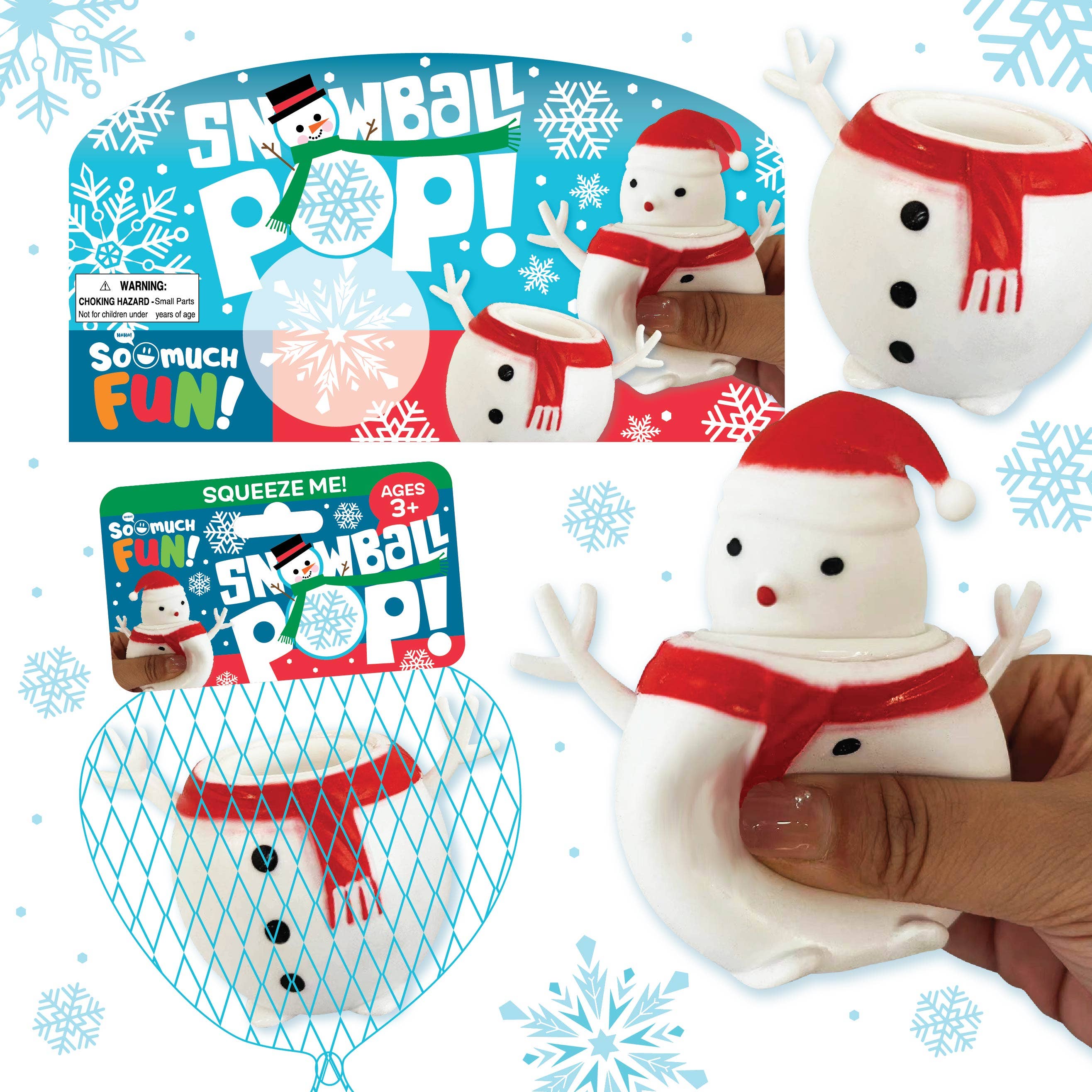 Snowman Pop Ball Fidget Toy- 12/Display