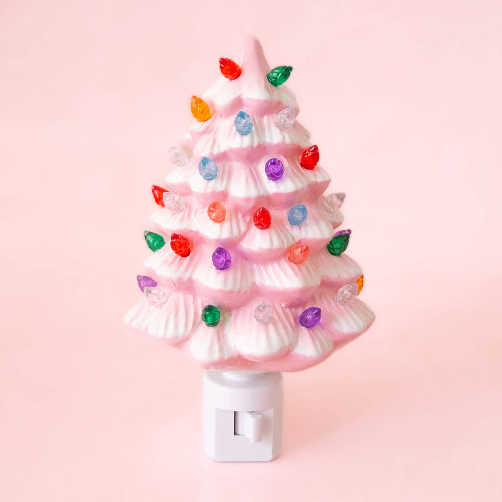 Vintage Tree Night Light | Pink | Christmas Holiday