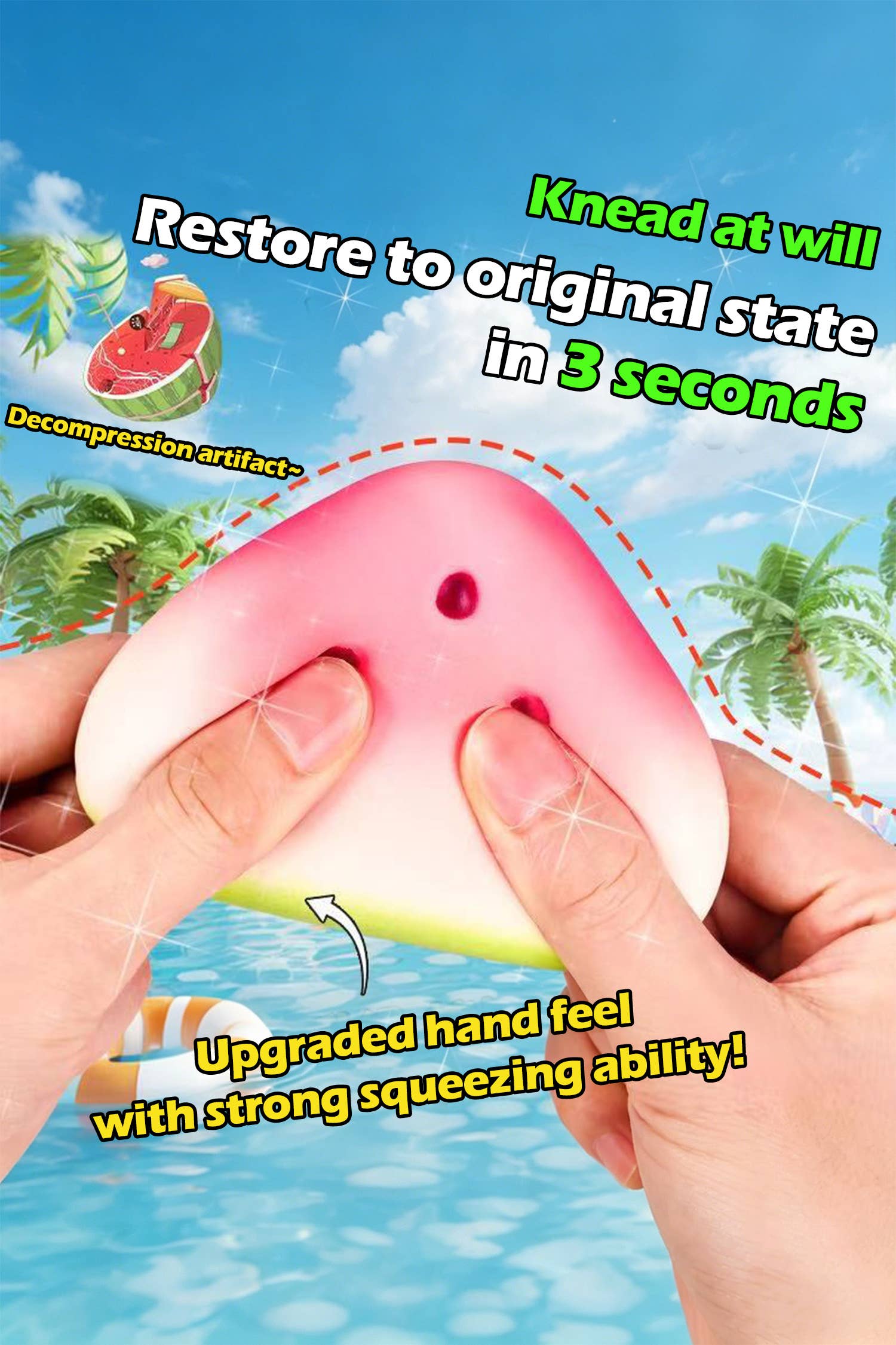 Cute Watermelon Super Soft Ice Skin Slow Rising Squishy Toy