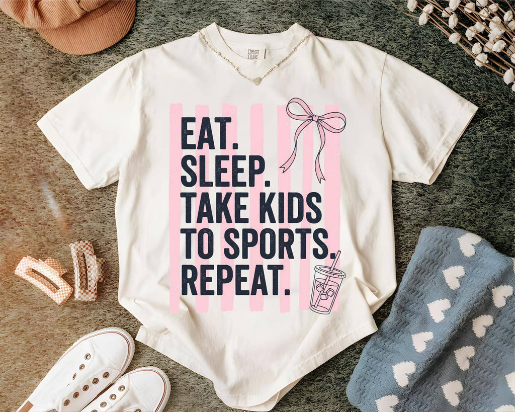 Comfort Colors Eat Sleep Take Kids To Sports Repeat Shirt
