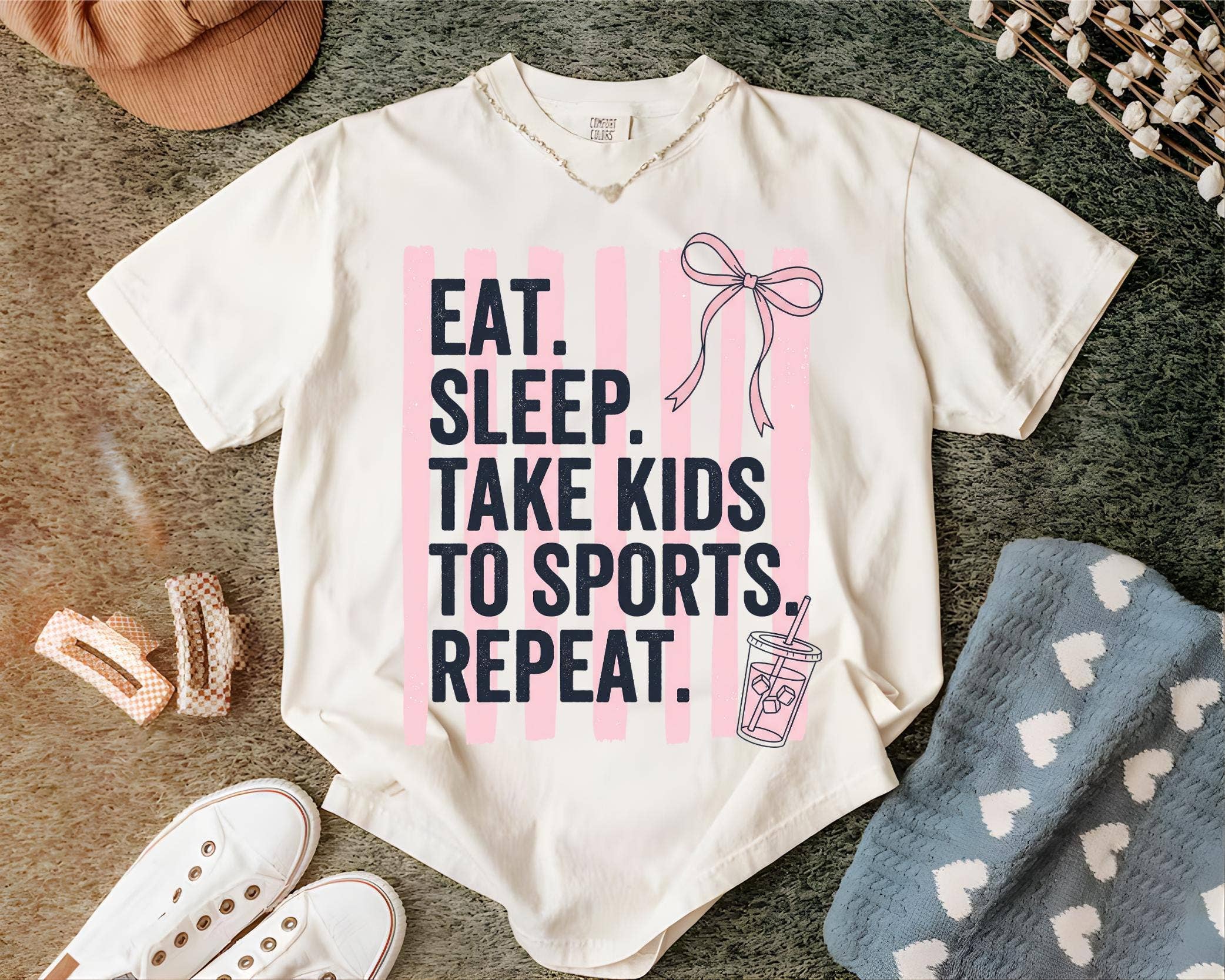 Comfort Colors Eat Sleep Take Kids To Sports Repeat Shirt