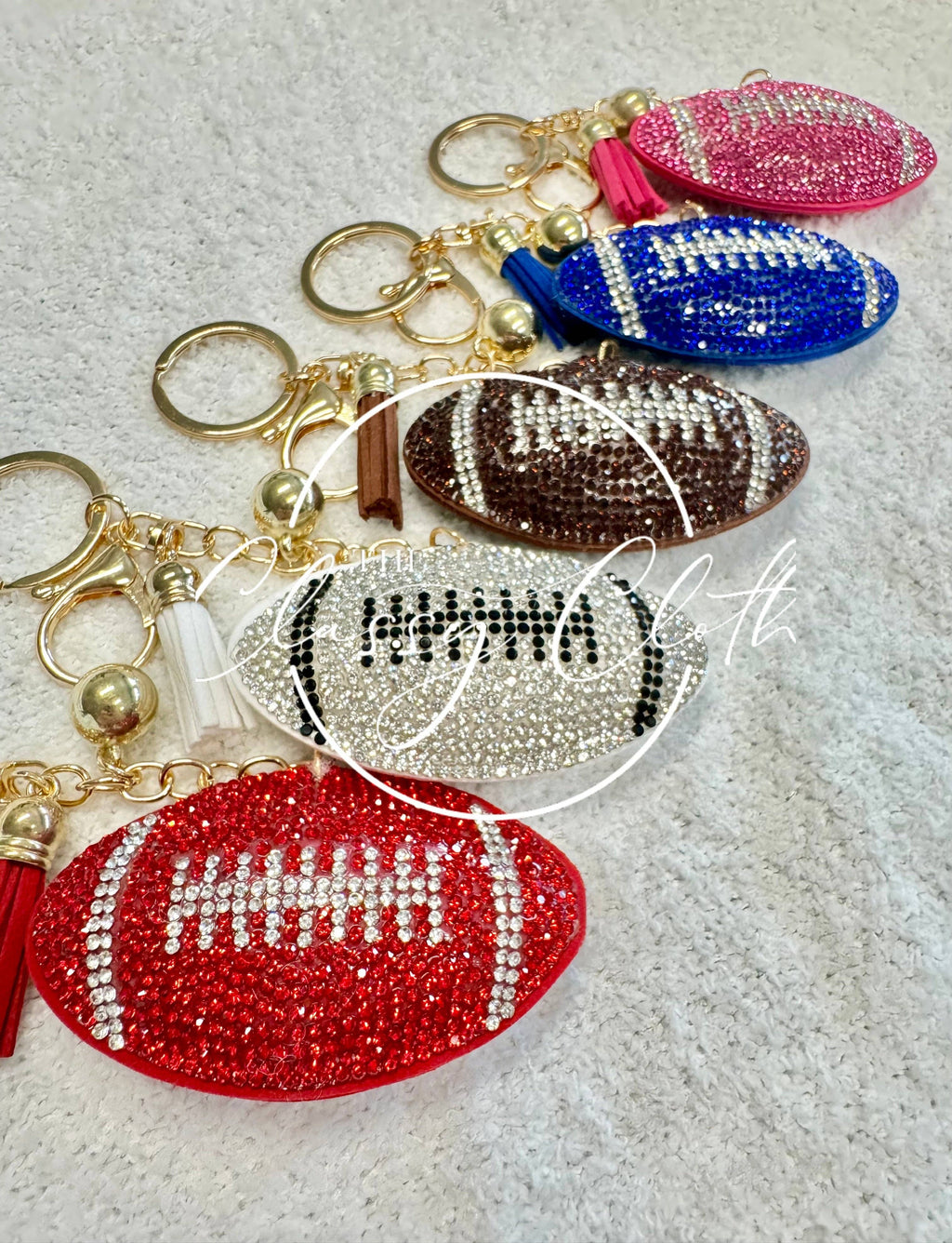 Jeweled Football Keychain