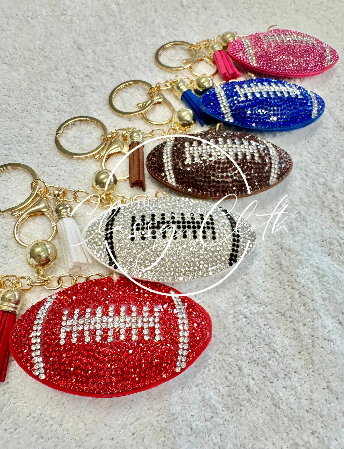 Jeweled Football Keychain