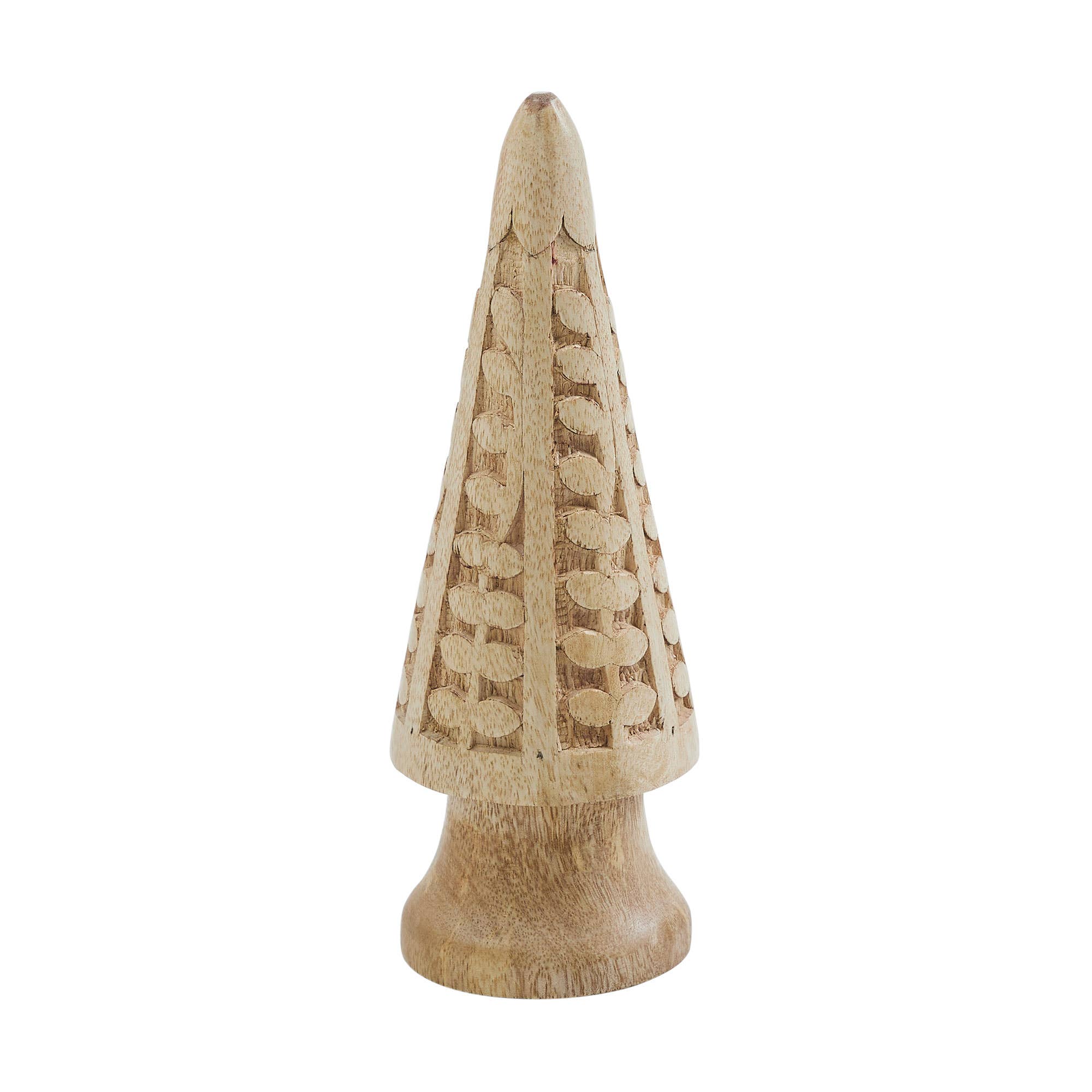 Natural Wooden Carved Cone Tree Medium 8.25x3x3